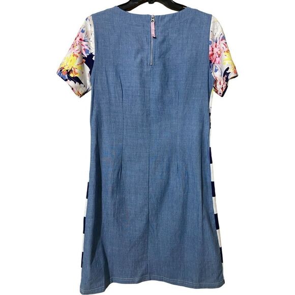 Joules Navy & White Stripe Floral Dress - Picture 4 of 6